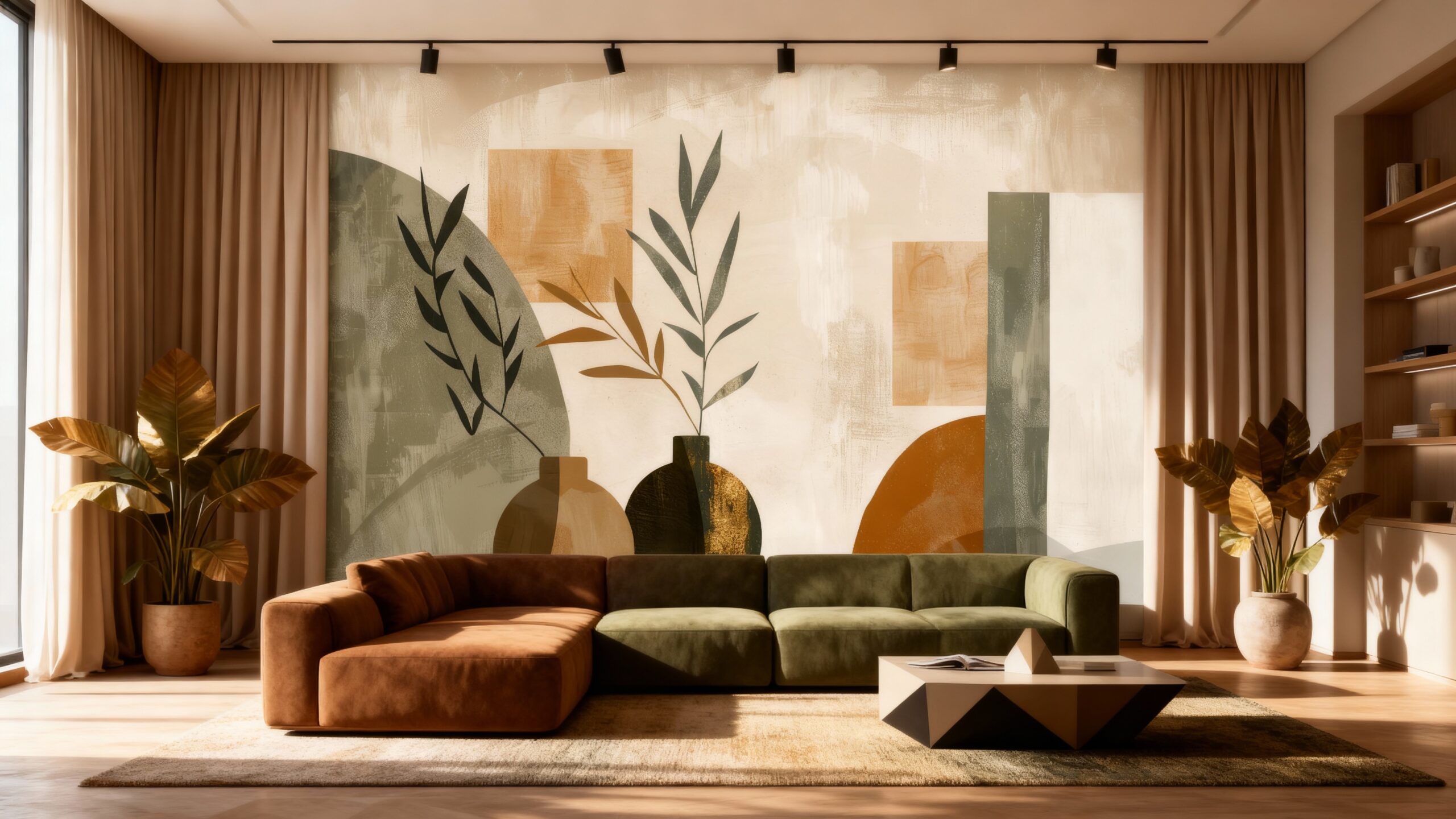 modern-geometrisch-behang-woonkamer-1-scaled-1.jpg Exclusief Botanical Behang voor Woonkamer - Afbeelding 1